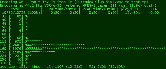 The output of VBR mp3 encoding in LAME